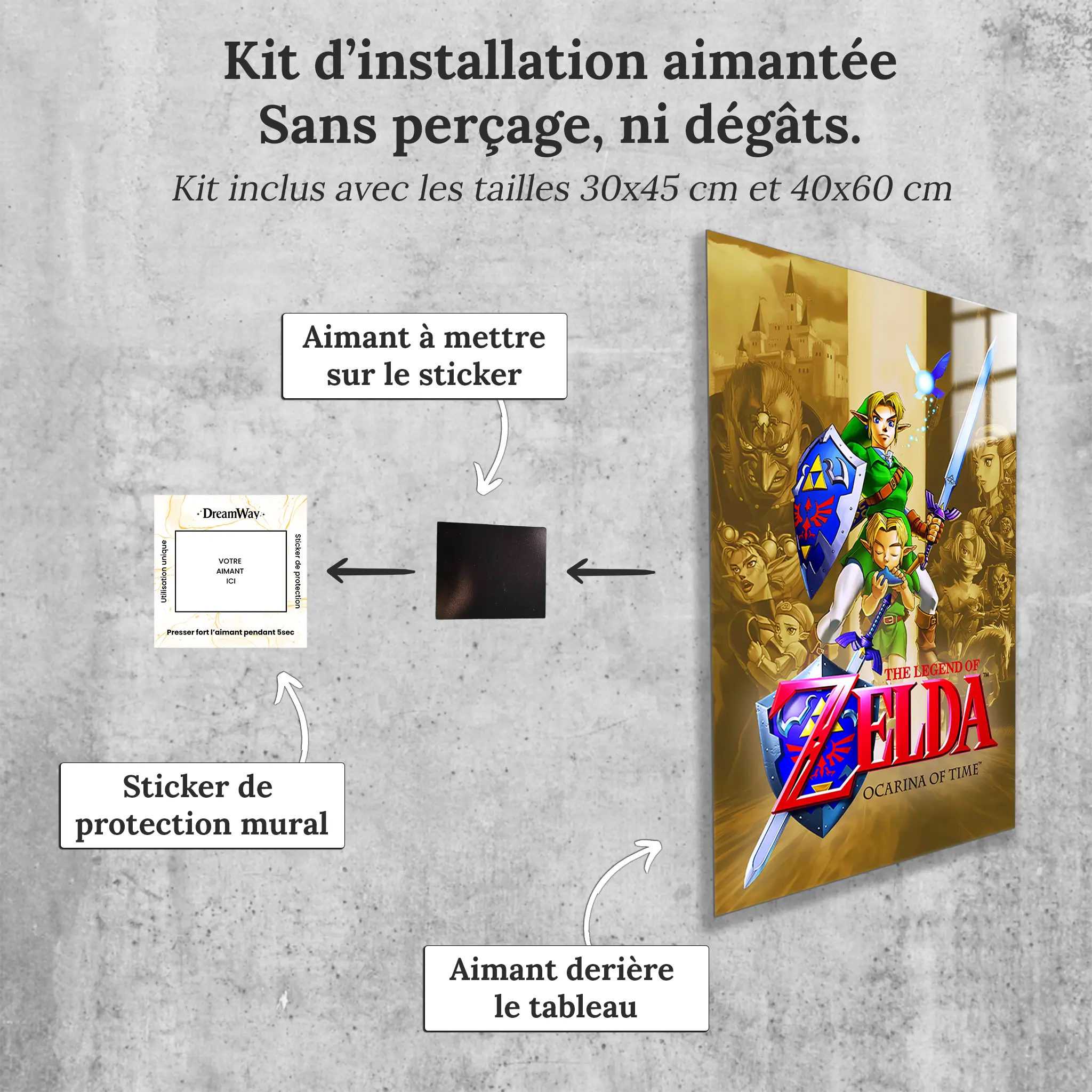 tableau-the-legend-of-zelda-ocarina-of-time-avec-installation-aimantee | DreamWay