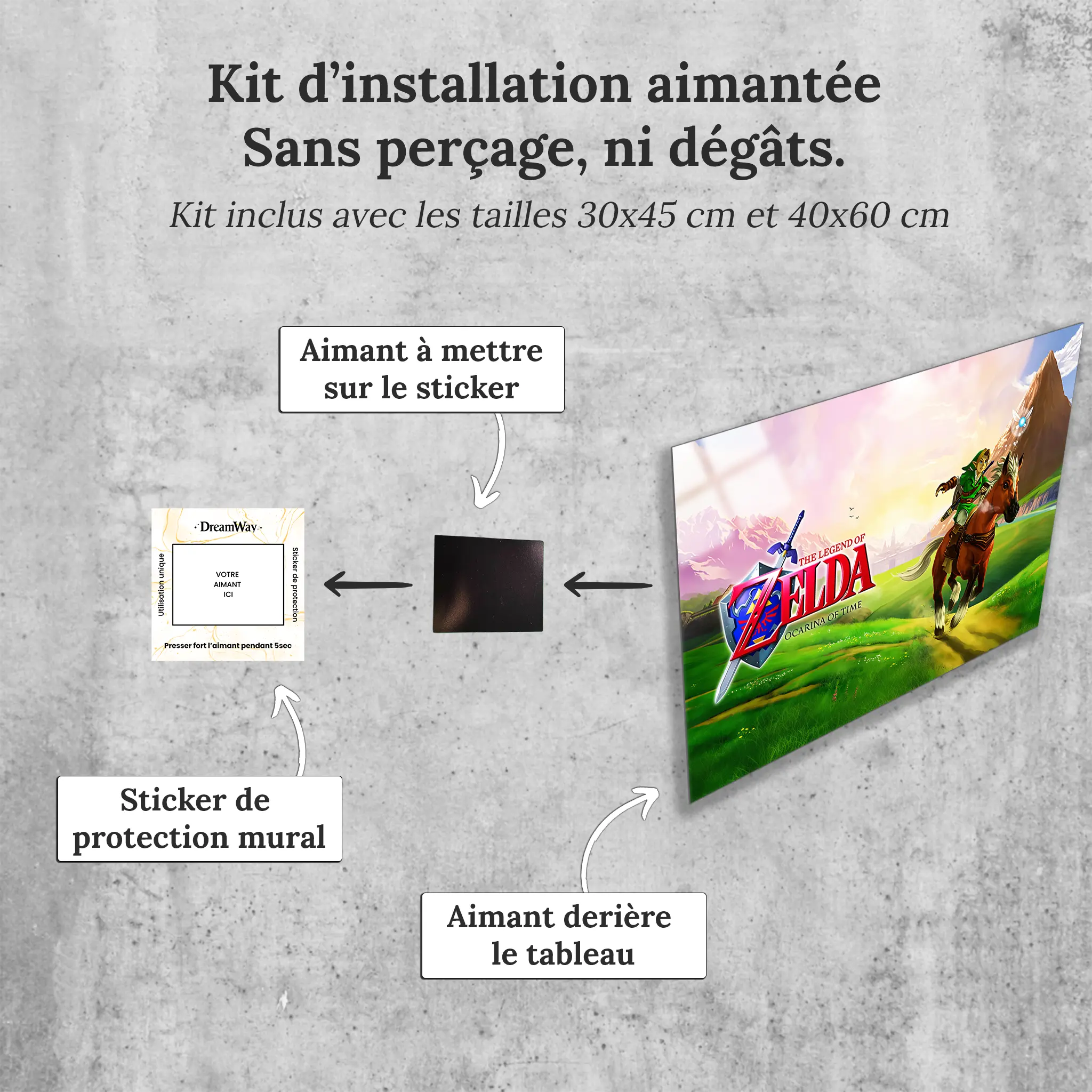 tableau-the-legend-of-zelda-ocarina-of-time-paysage-avec-installation-aimantee | DreamWay