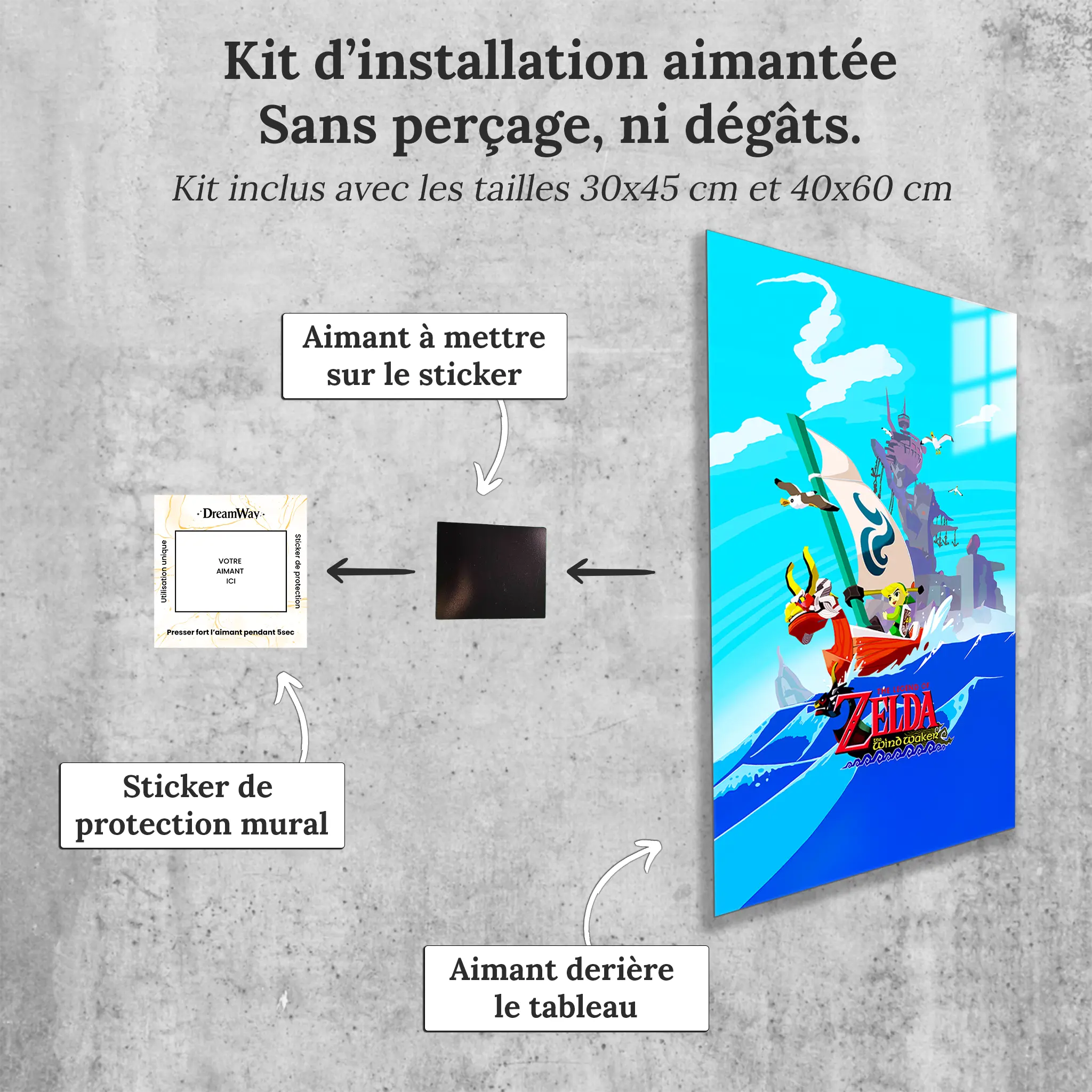 tableau-the-legend-of-zelda-the-wind-walker-avec-installation-aimantee | DreamWay