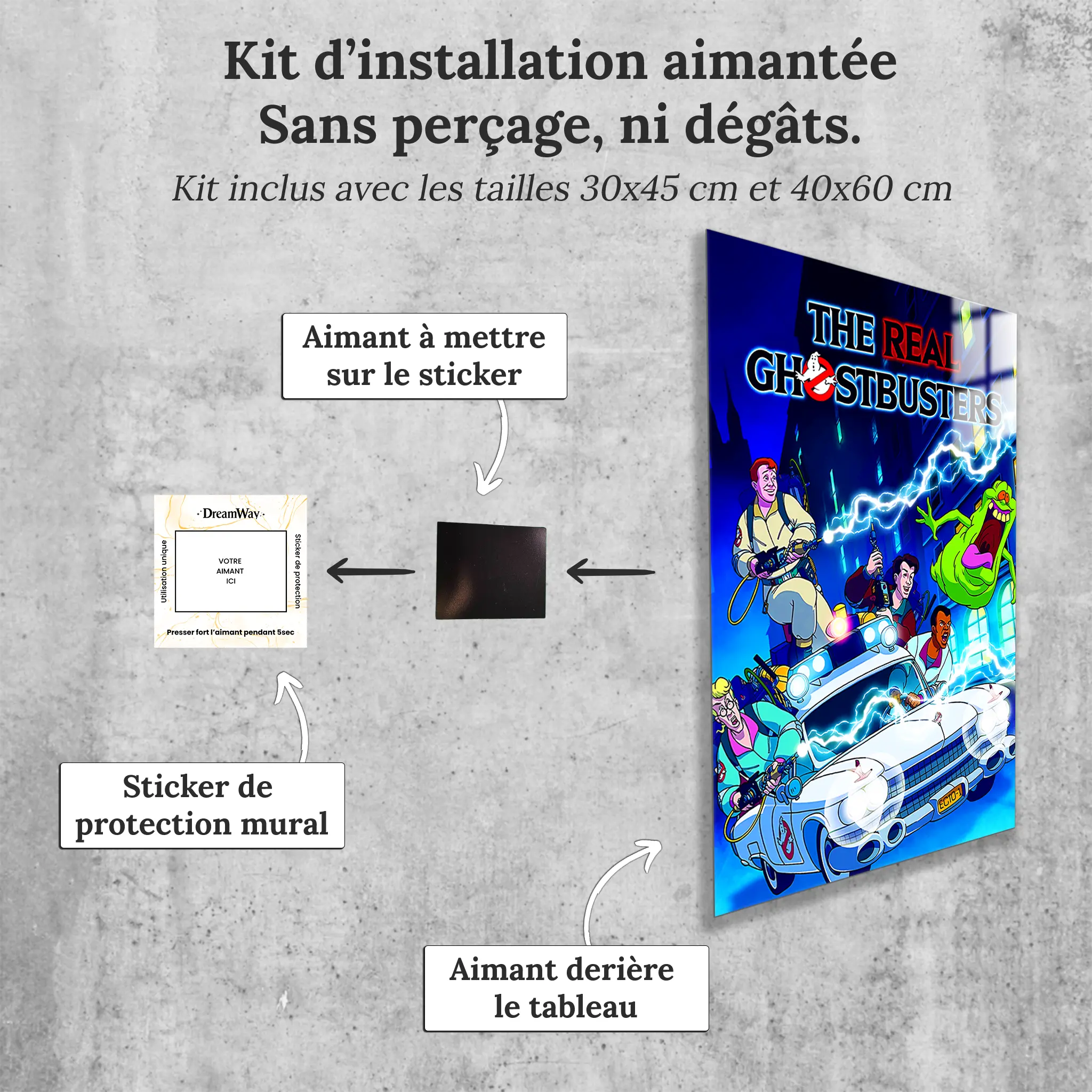 tableau-the-real-ghostbusters-en-voiture-avec-installation-aimantee | DreamWay