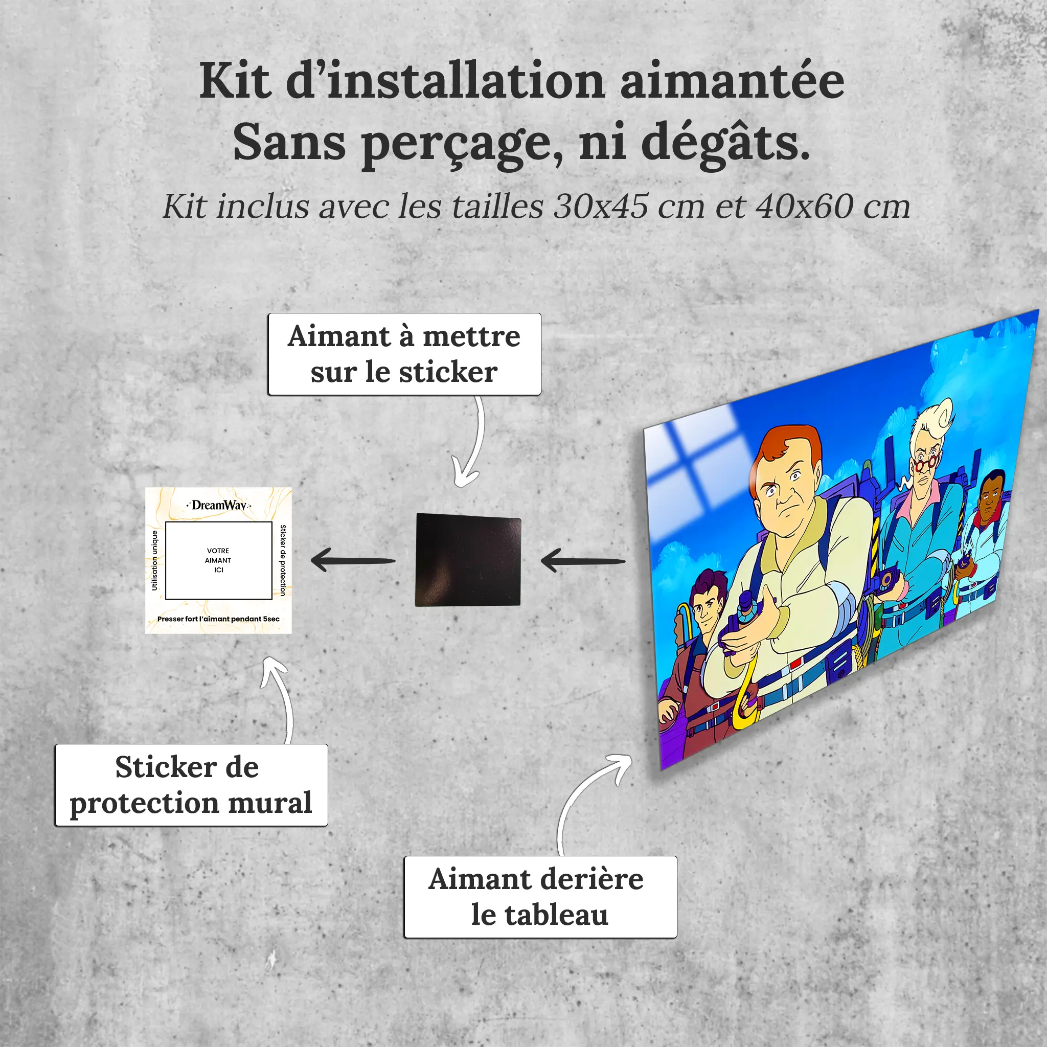 tableau-the-real-ghostbusters-les-heros-avec-installation-aimantee | DreamWay