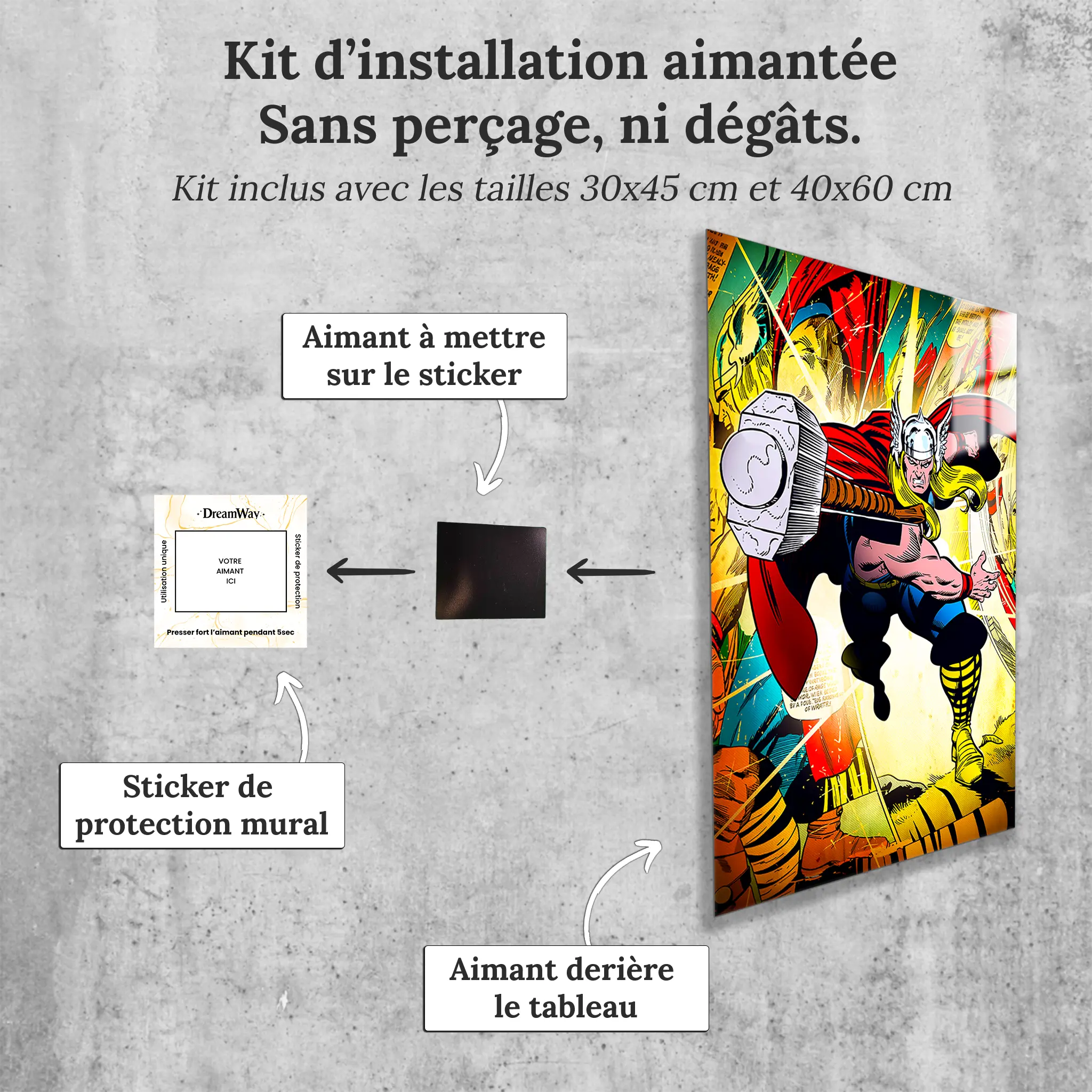 tableau-thor-bd-comics-avec-installation-aimantee | DreamWay
