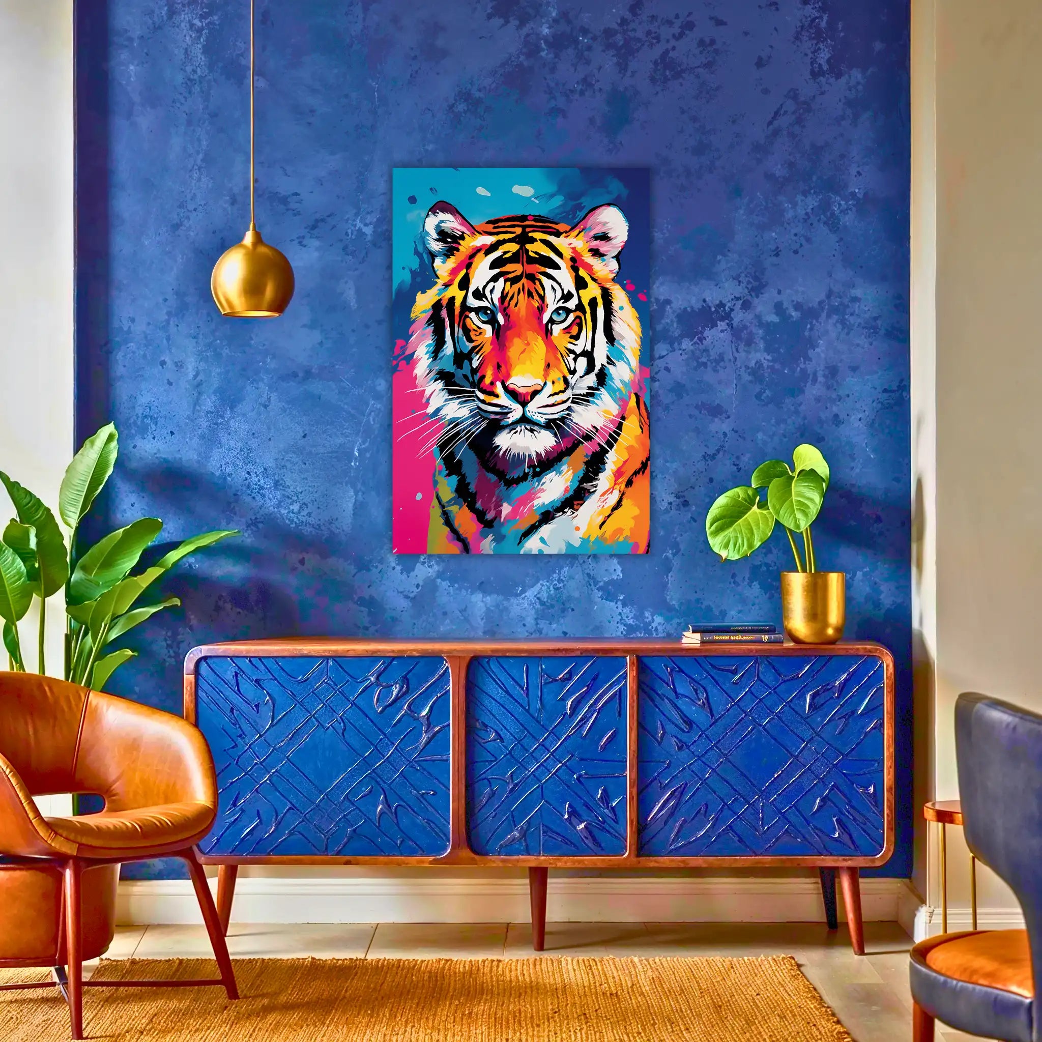 tableau-tigre-pop-art-au-dessus-du-buffet | DreamWay