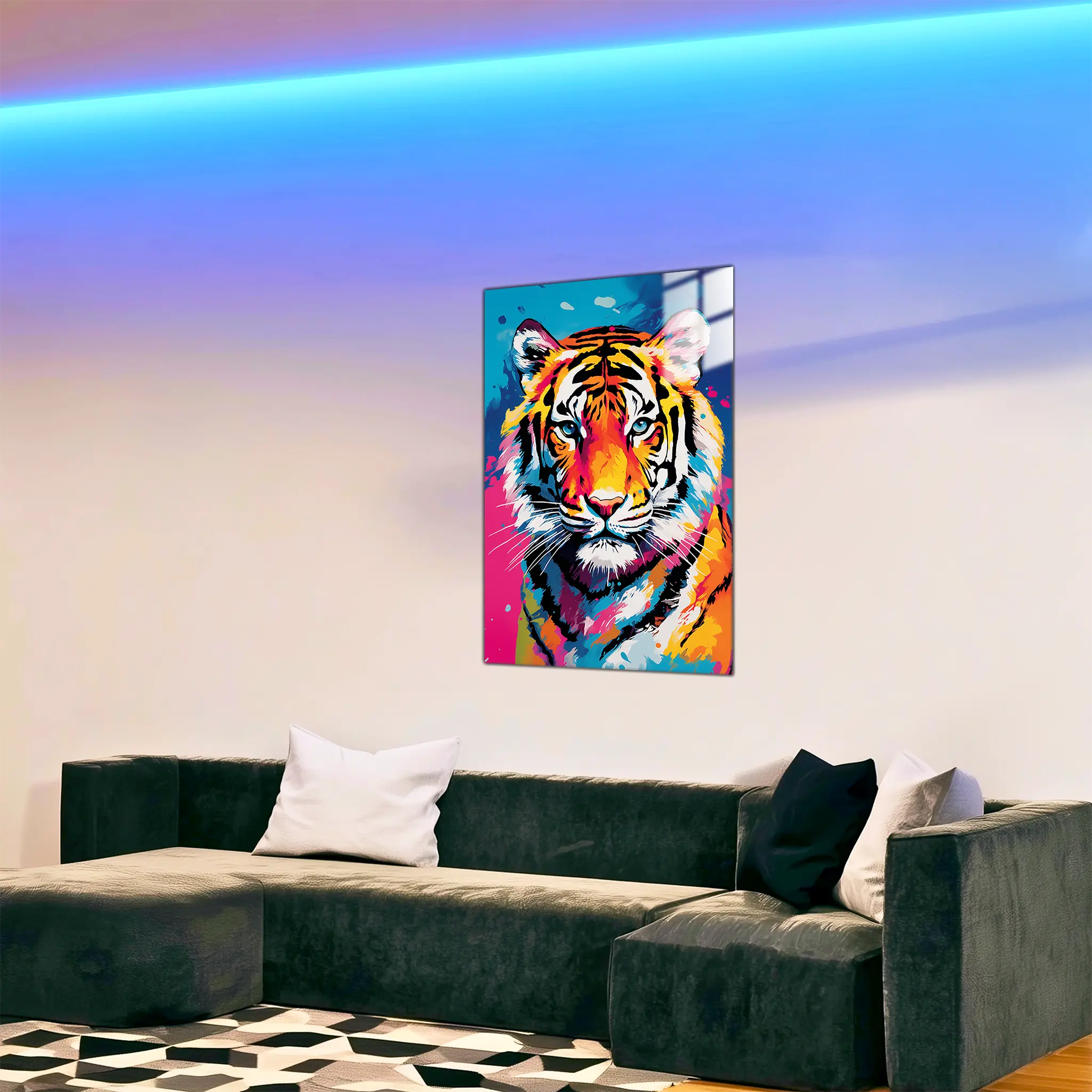 tableau-tigre-pop-art-dans-le-salon | DreamWay