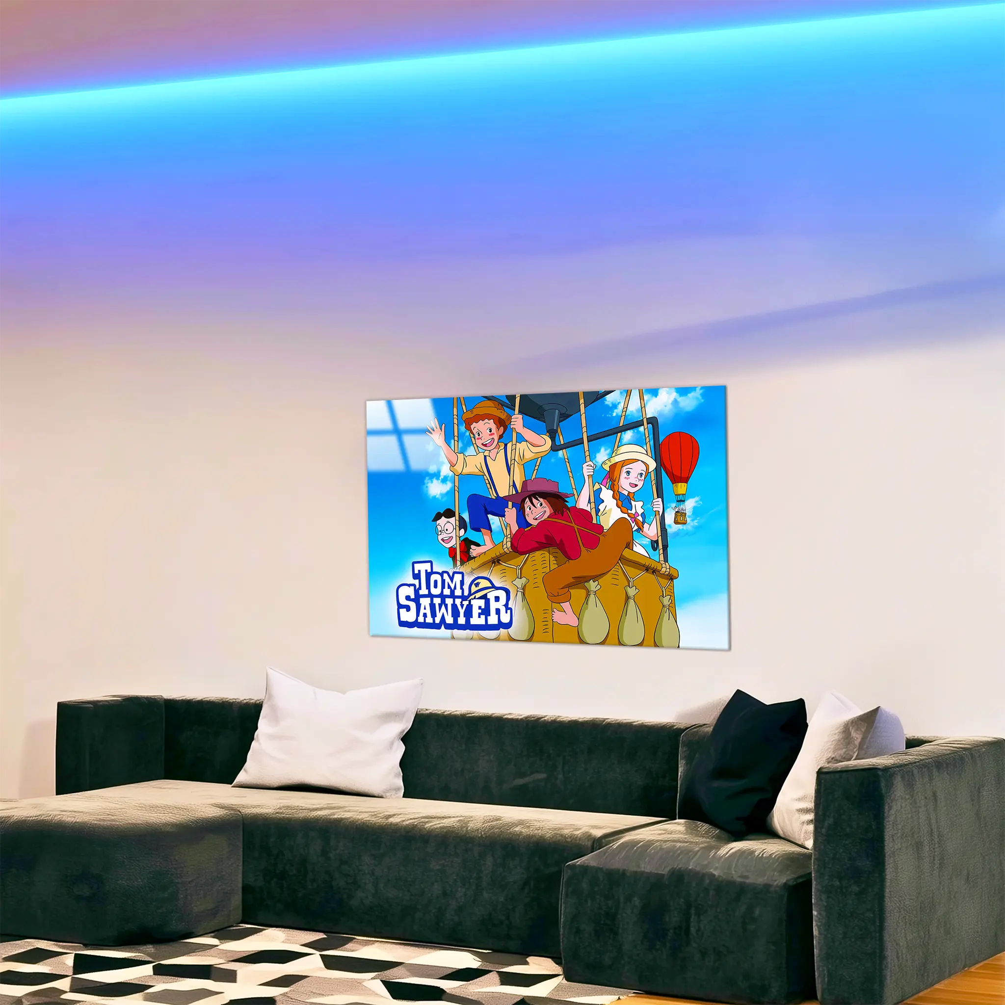 tableau-tom-sawyer-dans-la-montgolfiere-dans-le-salon | DreamWay