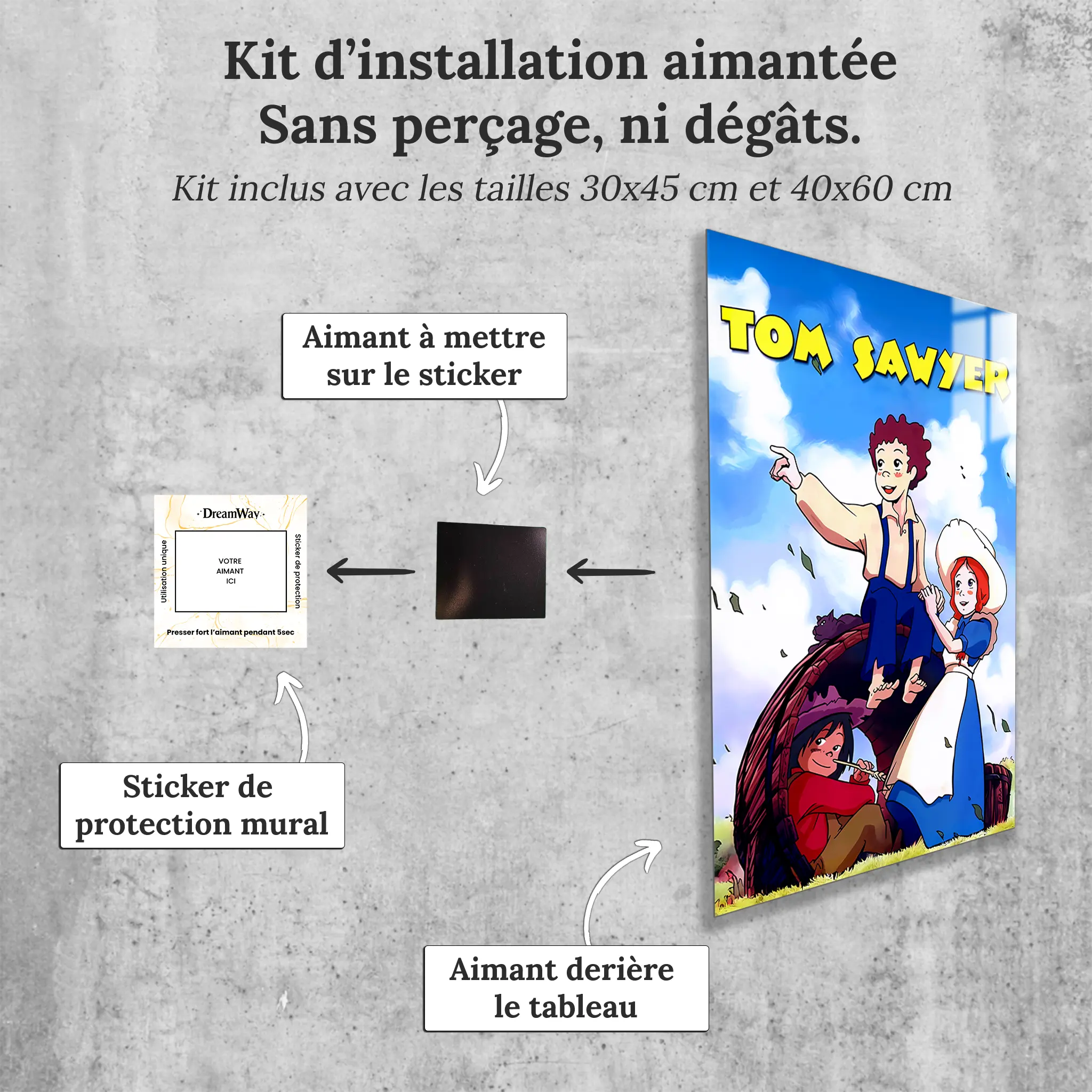 tableau-tom-sawyer-et-ses-amis-avec-installation-aimantee | DreamWay