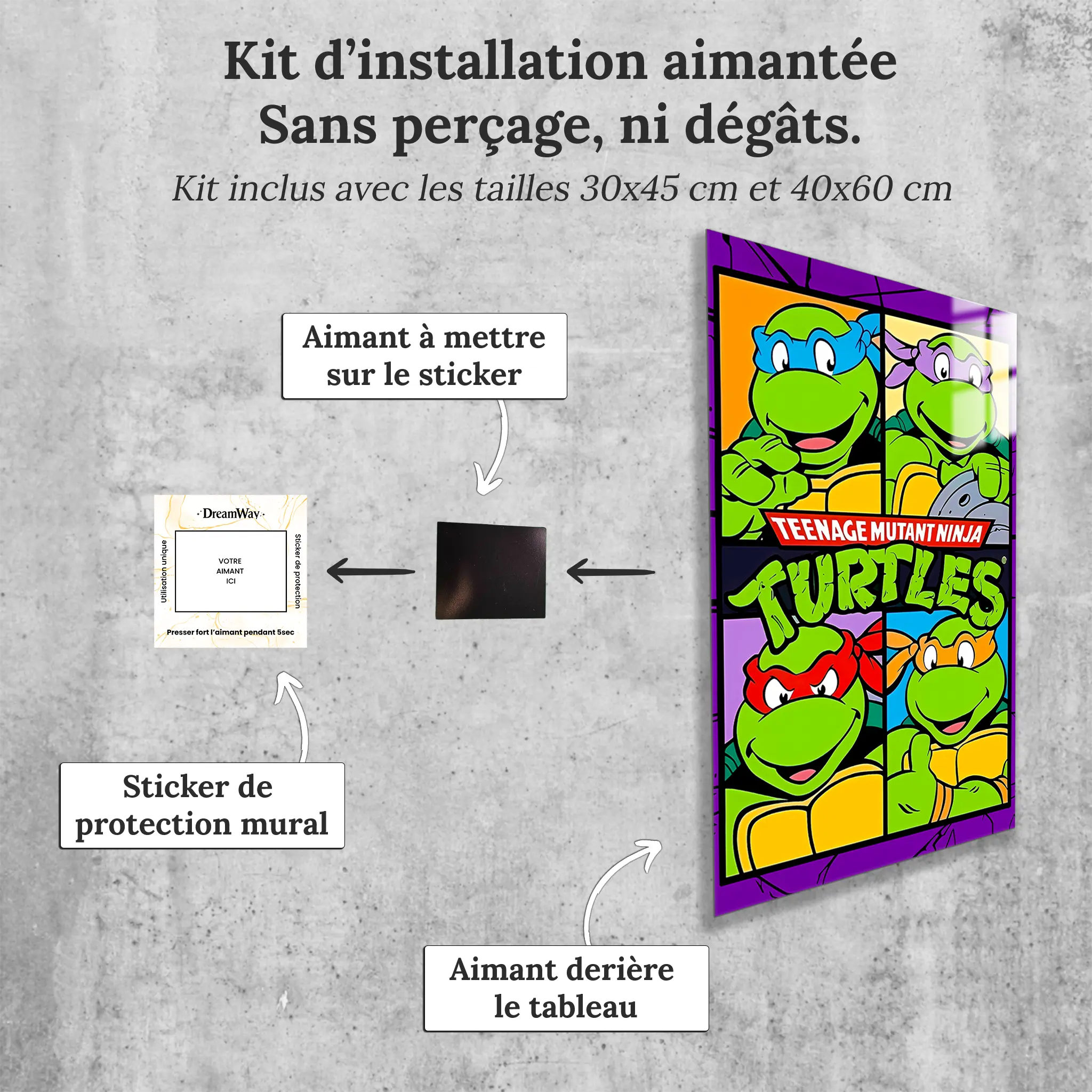 tableau-tortues-ninja-portrait-avec-installation-aimantee | DreamWay