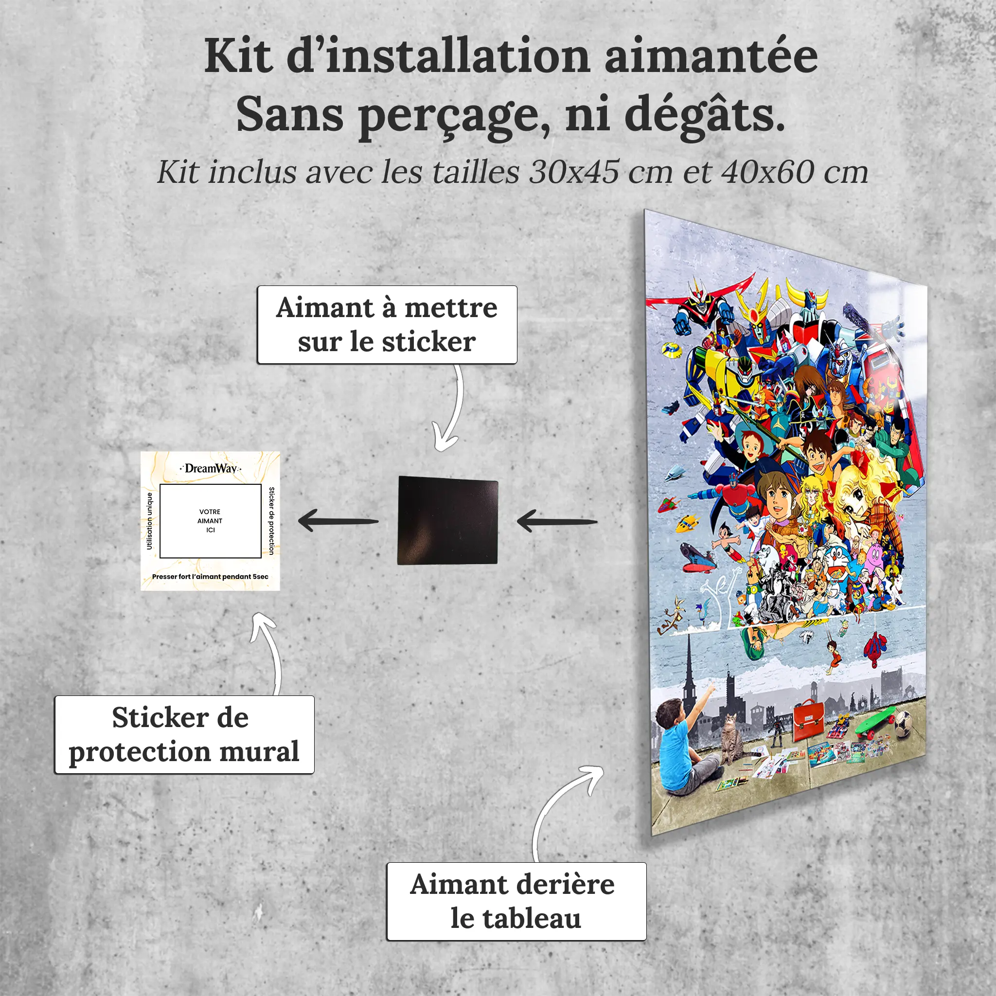 tableau-tous-les-heros-sur-le-mur-avec-installation-aimantee | DreamWay