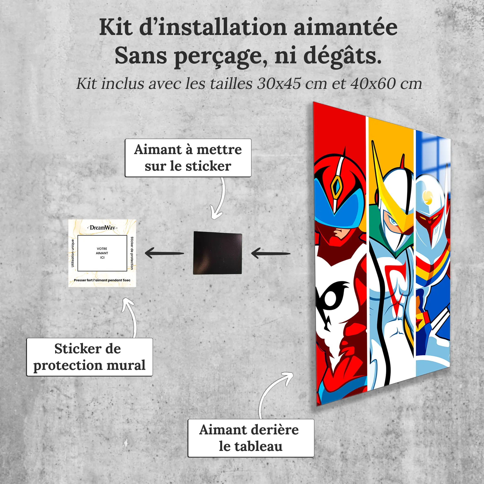 tableau-trio-tatsunoko-avec-installation-aimantee | DreamWay