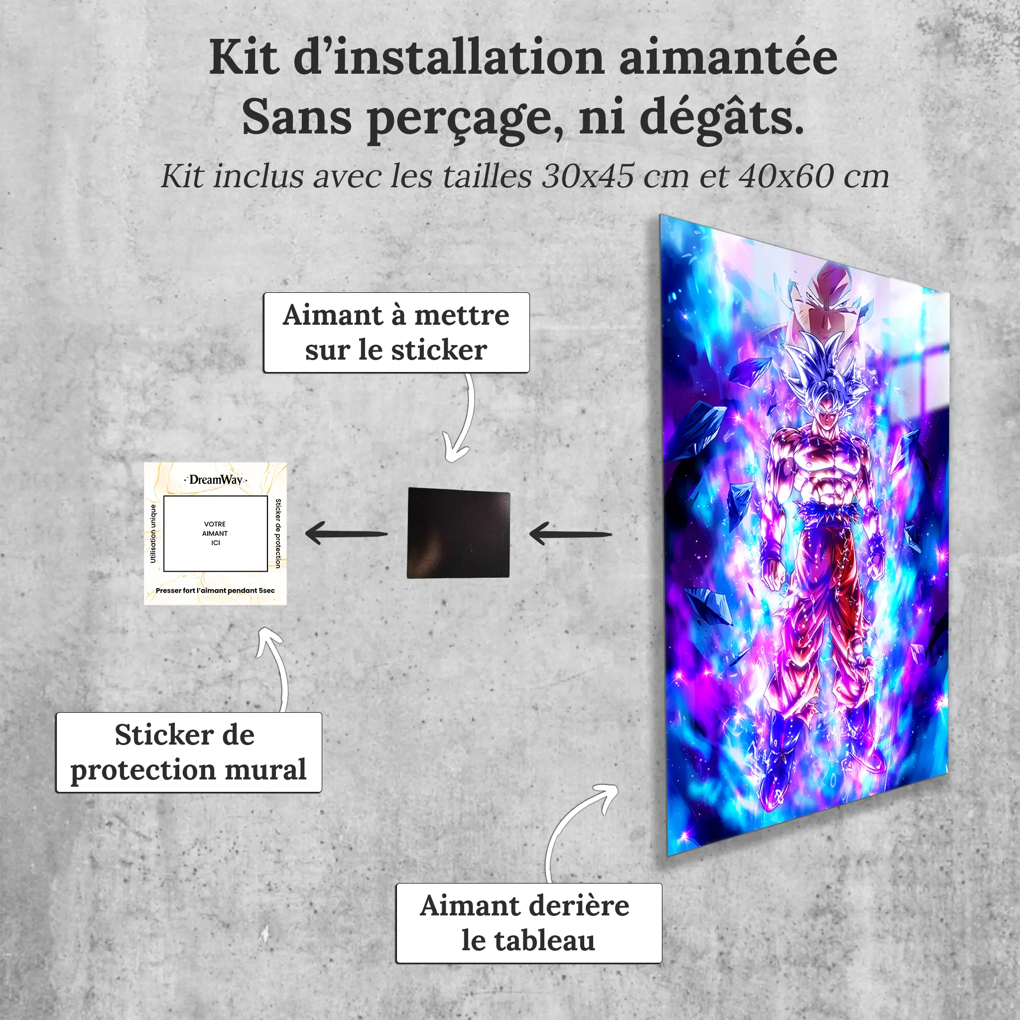 tableau-ultra-instinct-goku-avec-installation-aimantee | DreamWay