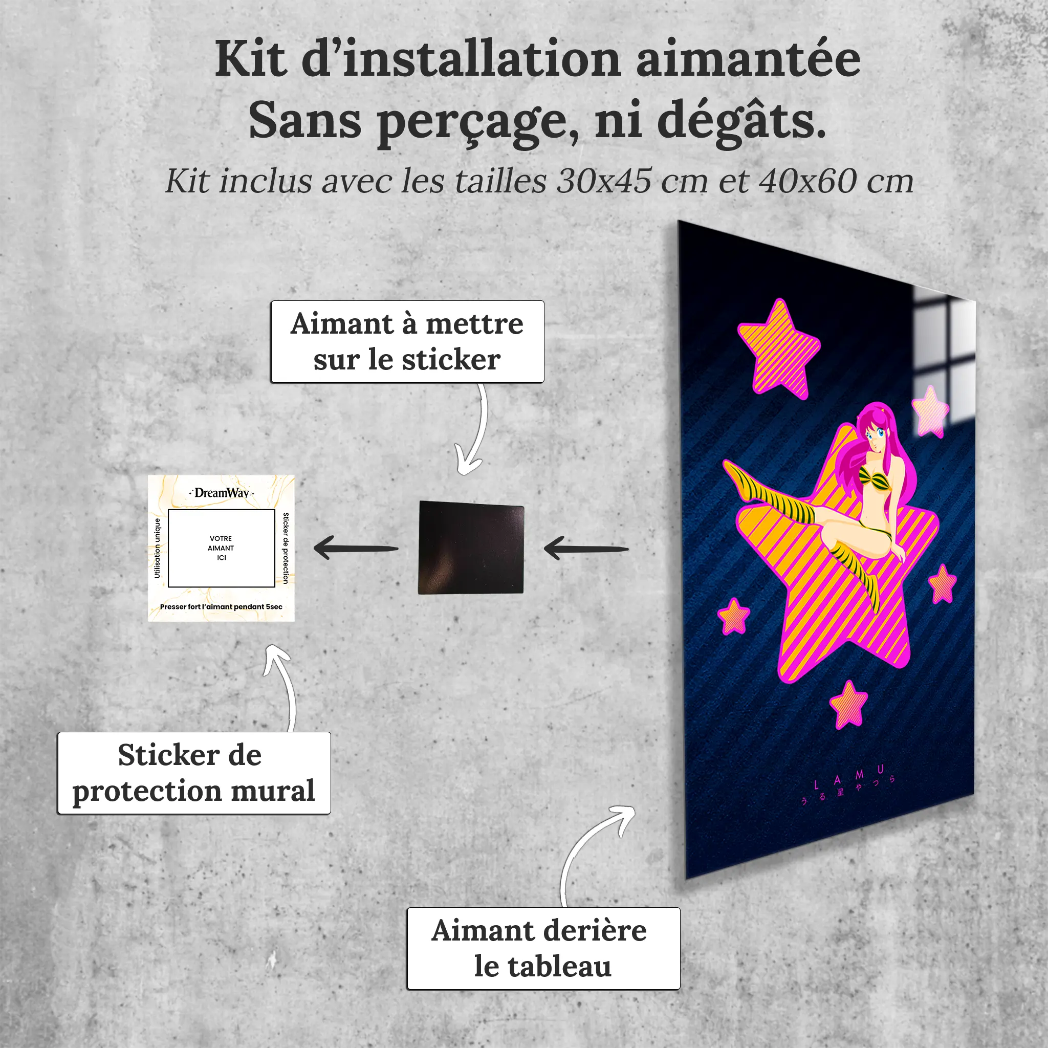 tableau-uruseiyatsura-lamu-avec-installation-aimantee | DreamWay