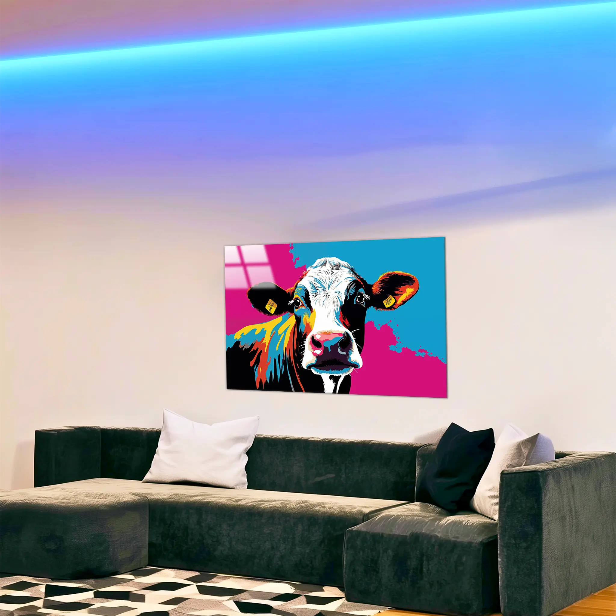 tableau-vache-pop-art-dans-le-salon | DreamWay