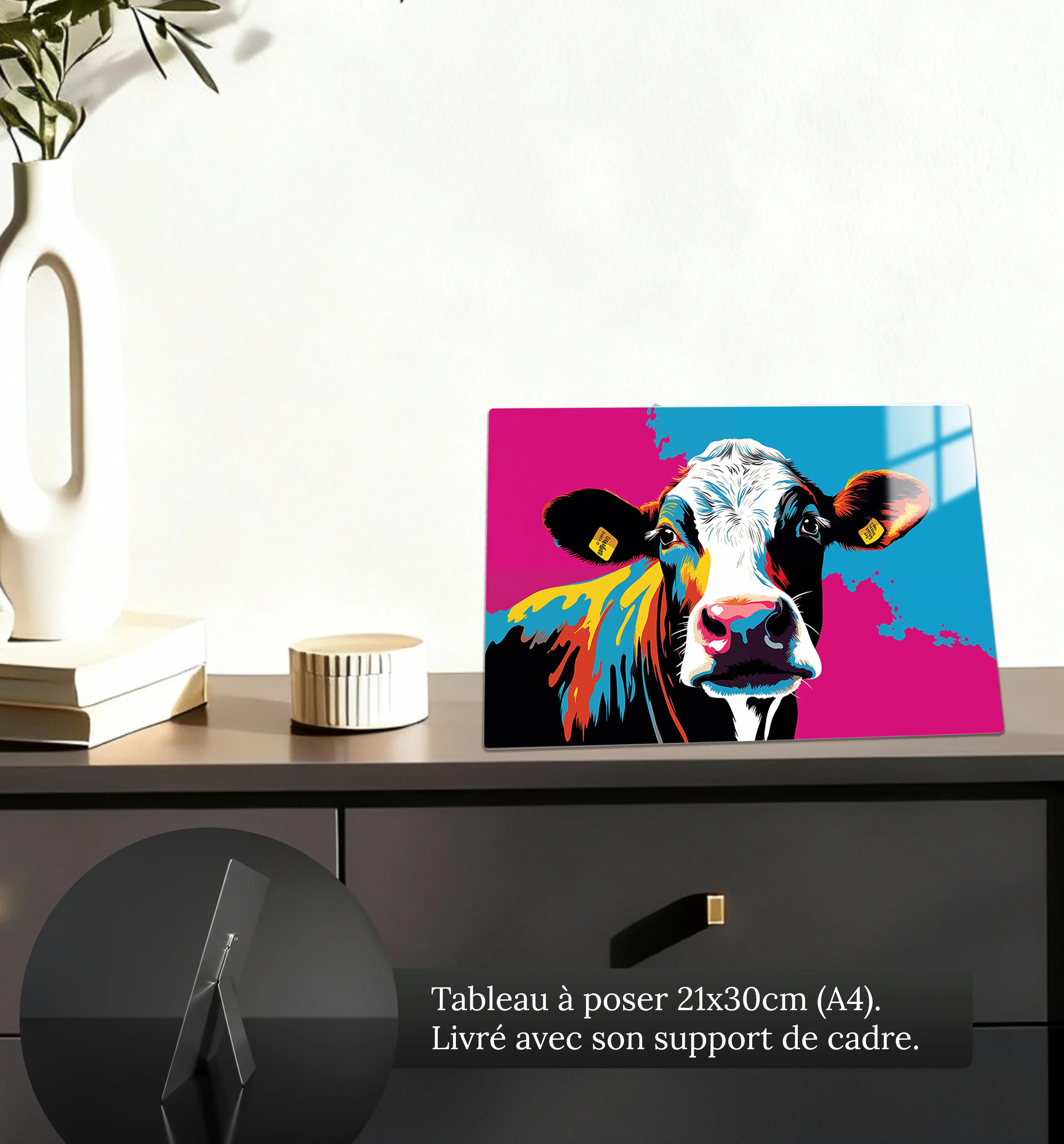 tableau-vache-pop-art-petit-format-a-poser-sur-meuble | DreamWay