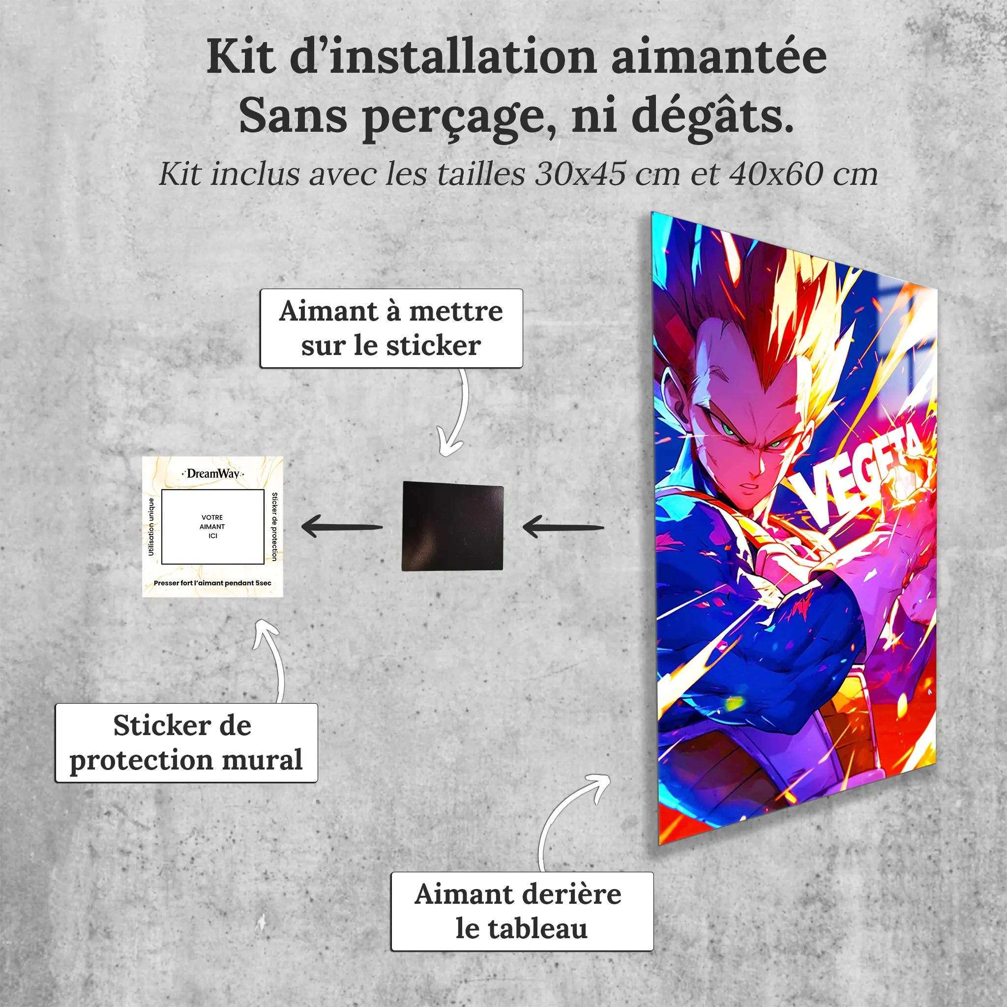tableau-vegeta-super-Saiyan-avec-installation-aimantee | DreamWay