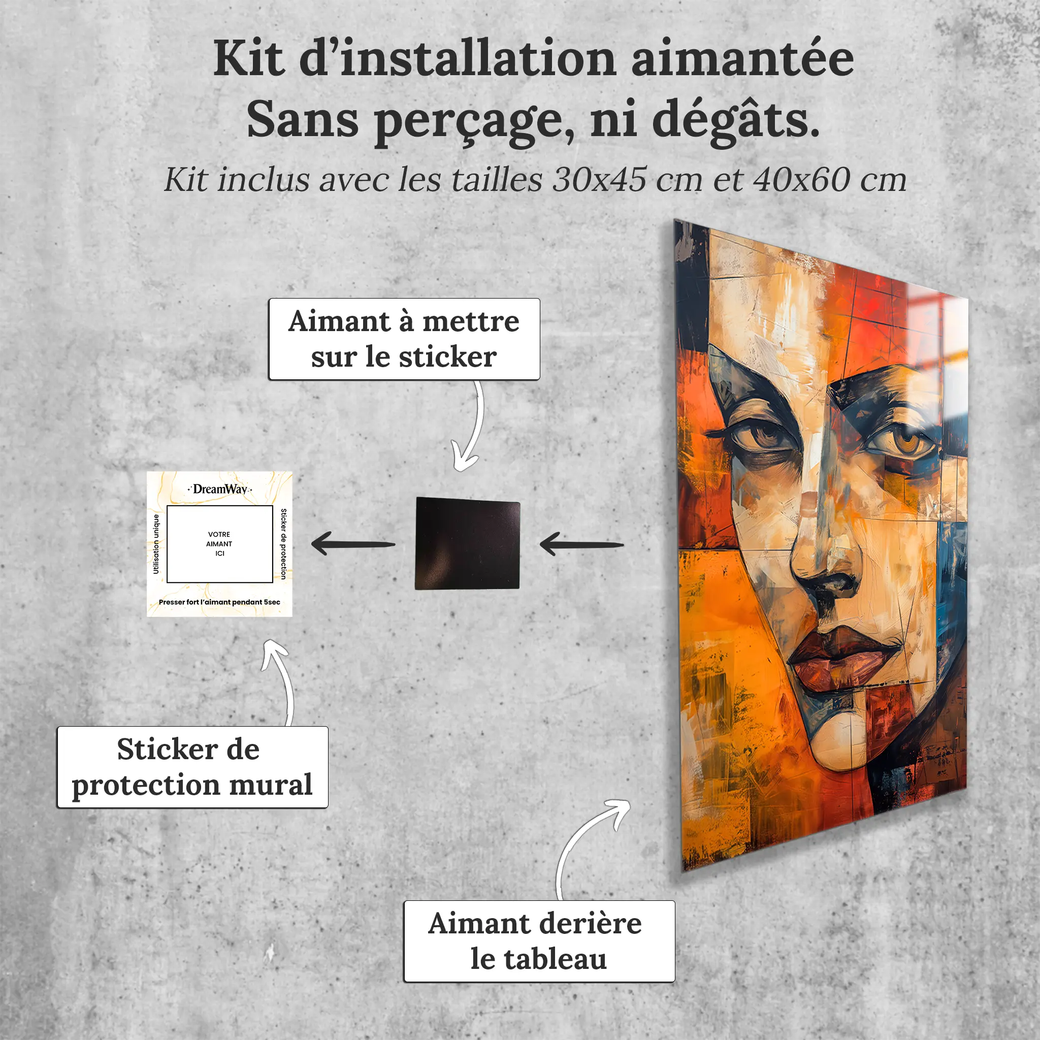 tableau-visage-abstrait-avec-installation-aimantee | DreamWay