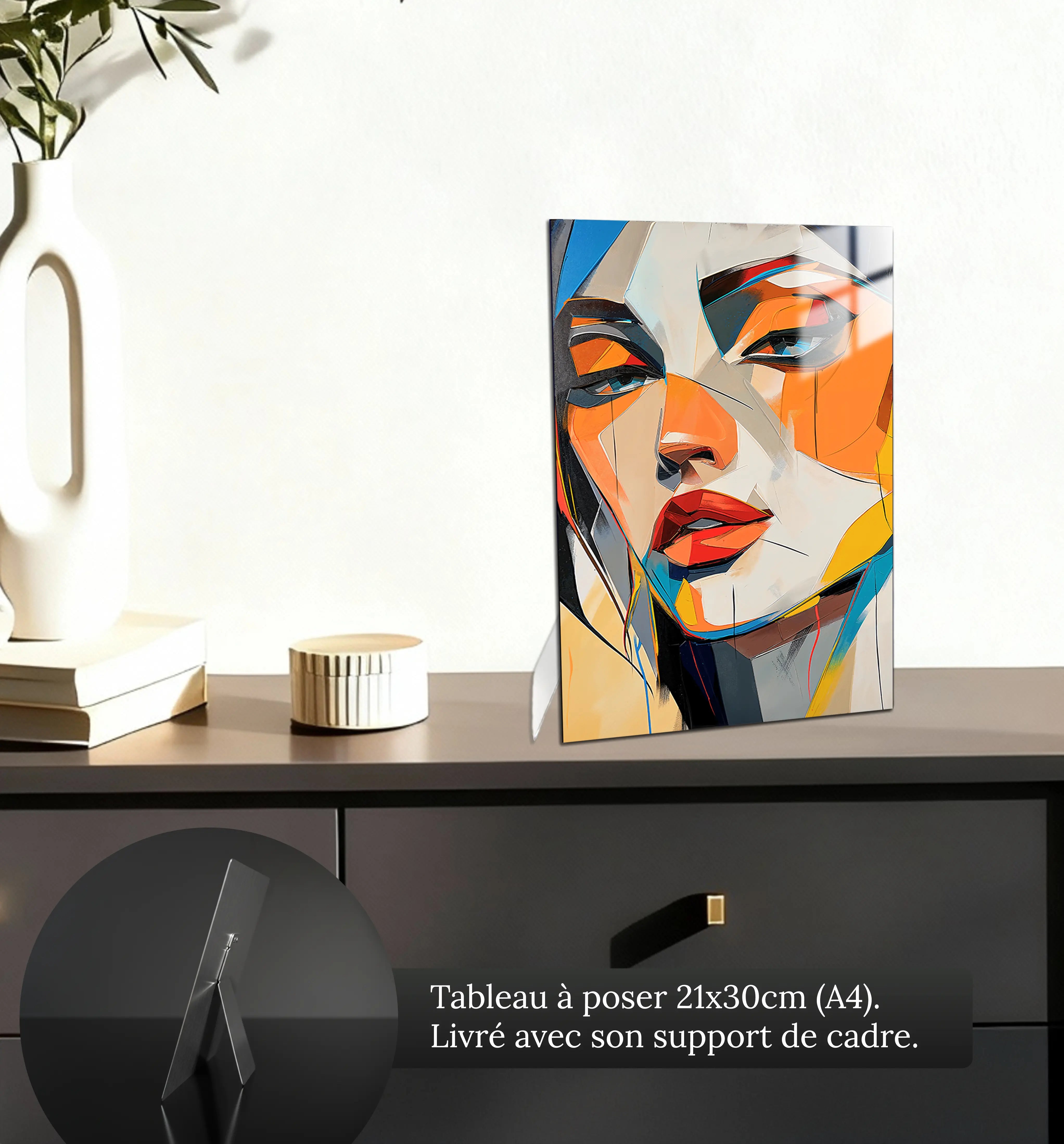 tableau-visage-femme-abstrait-petit-format-a-poser-sur-meuble | DreamWay