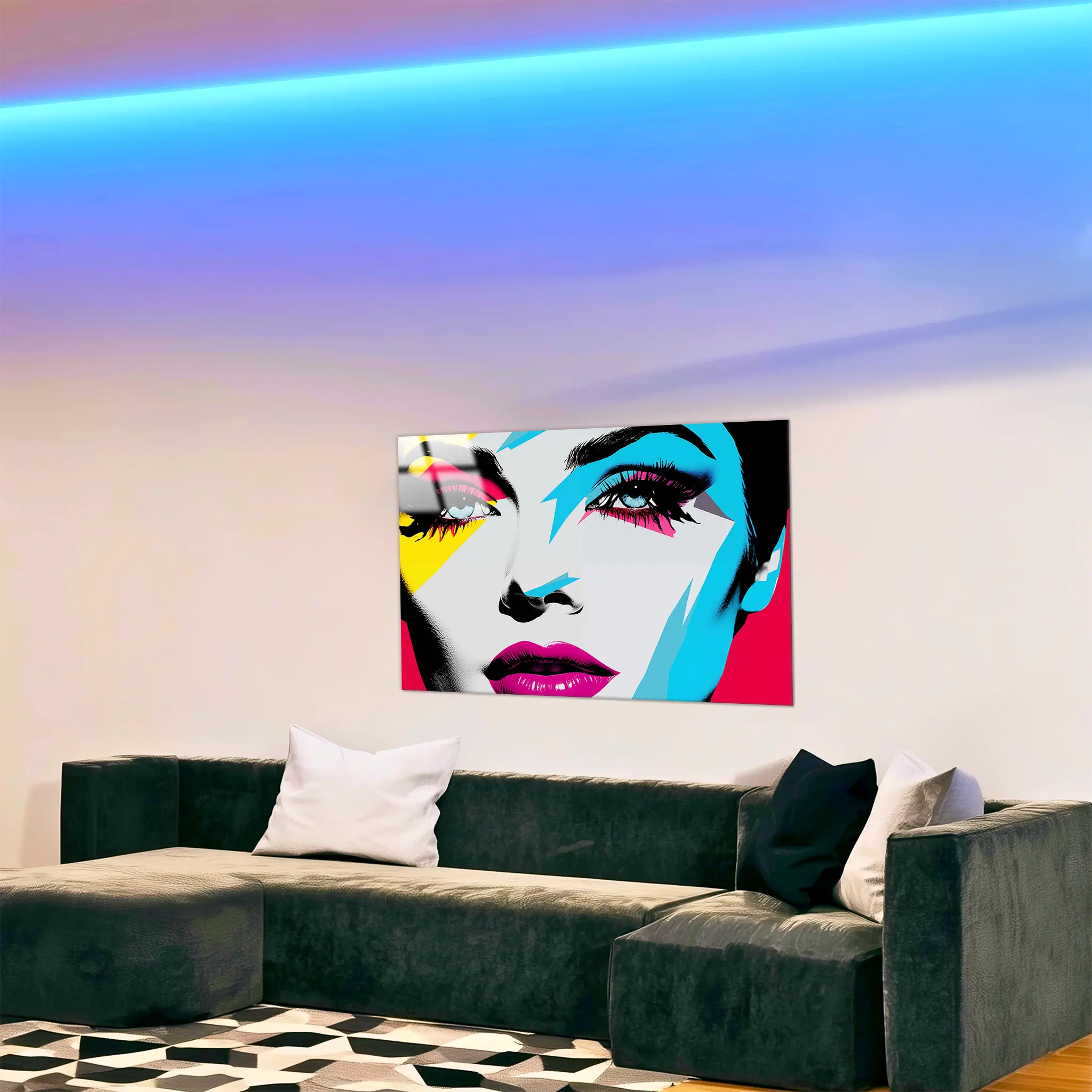 tableau-visage-femme-pop-art-dans-le-salon | DreamWay
