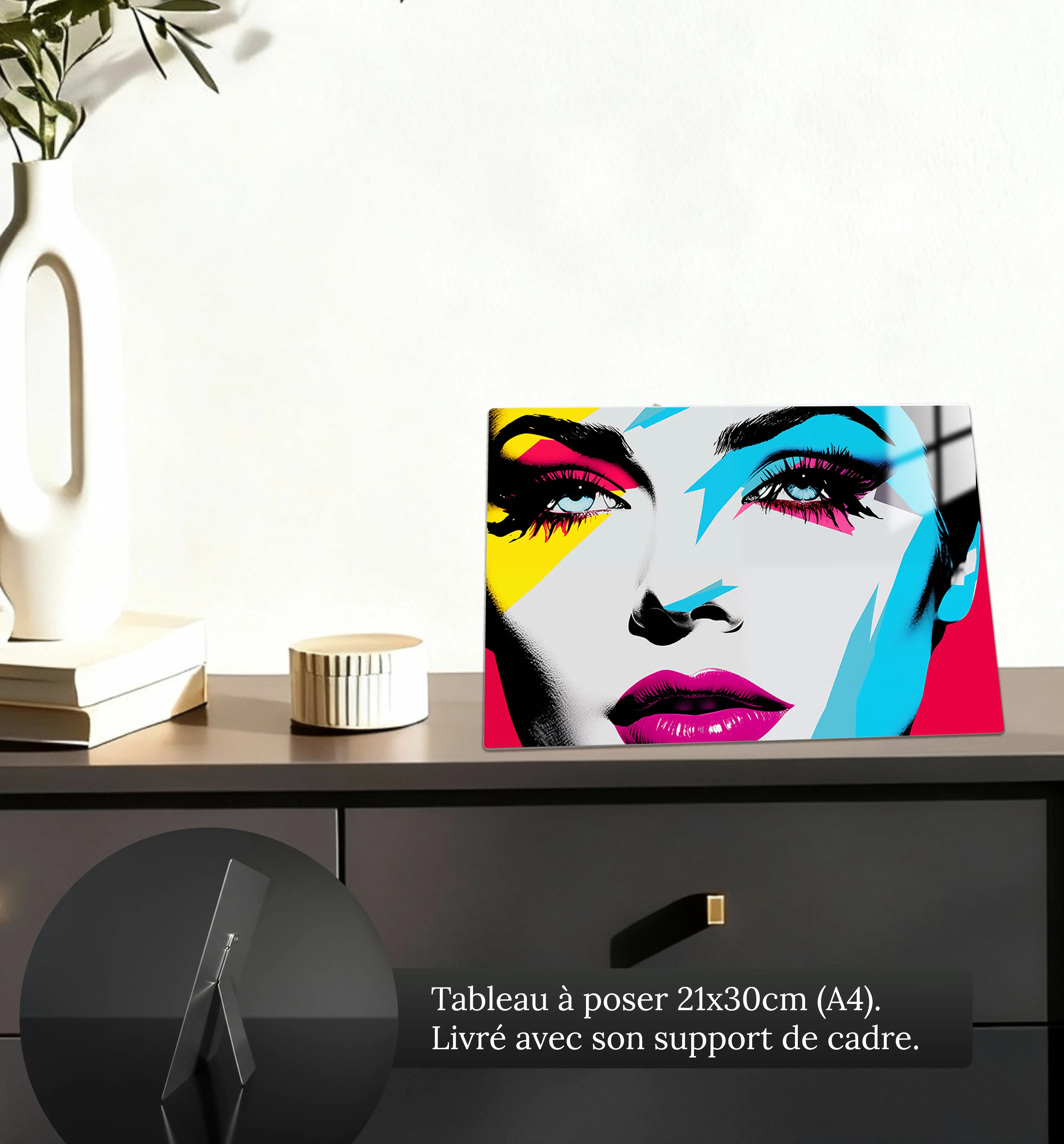 tableau-visage-femme-pop-art-petit-format-a-poser-sur-meuble | DreamWay