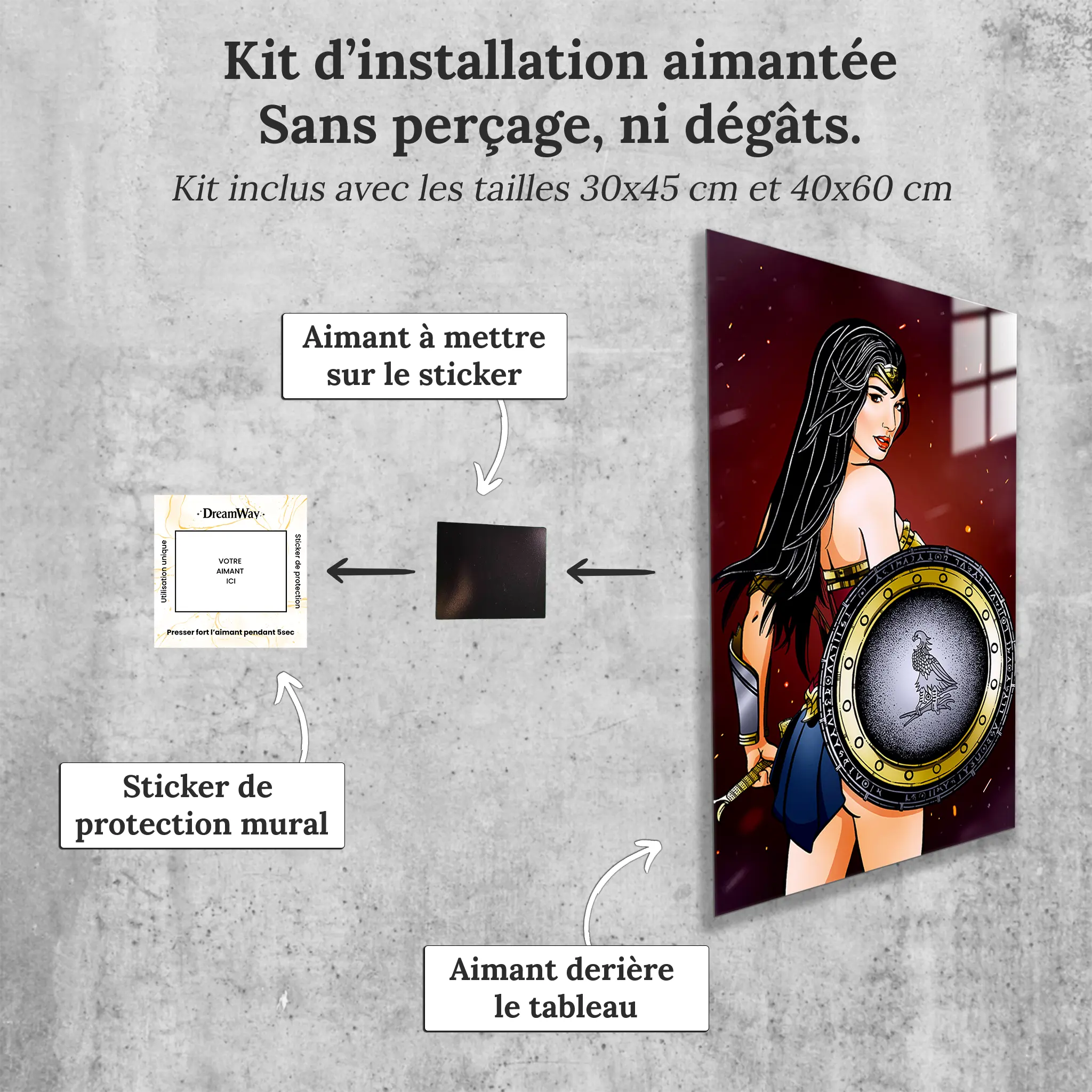 tableau-wonder-woman-avec-installation-aimantee | DreamWay