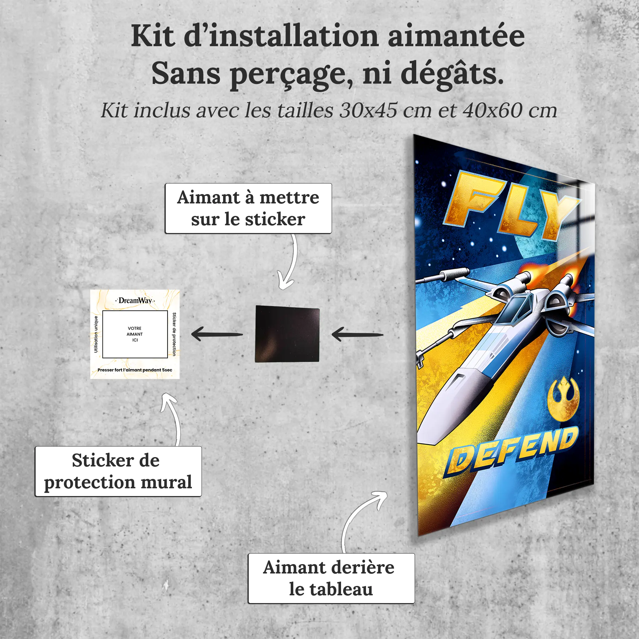 tableau-x-wing-affiche-avec-installation-aimantee | DreamWay