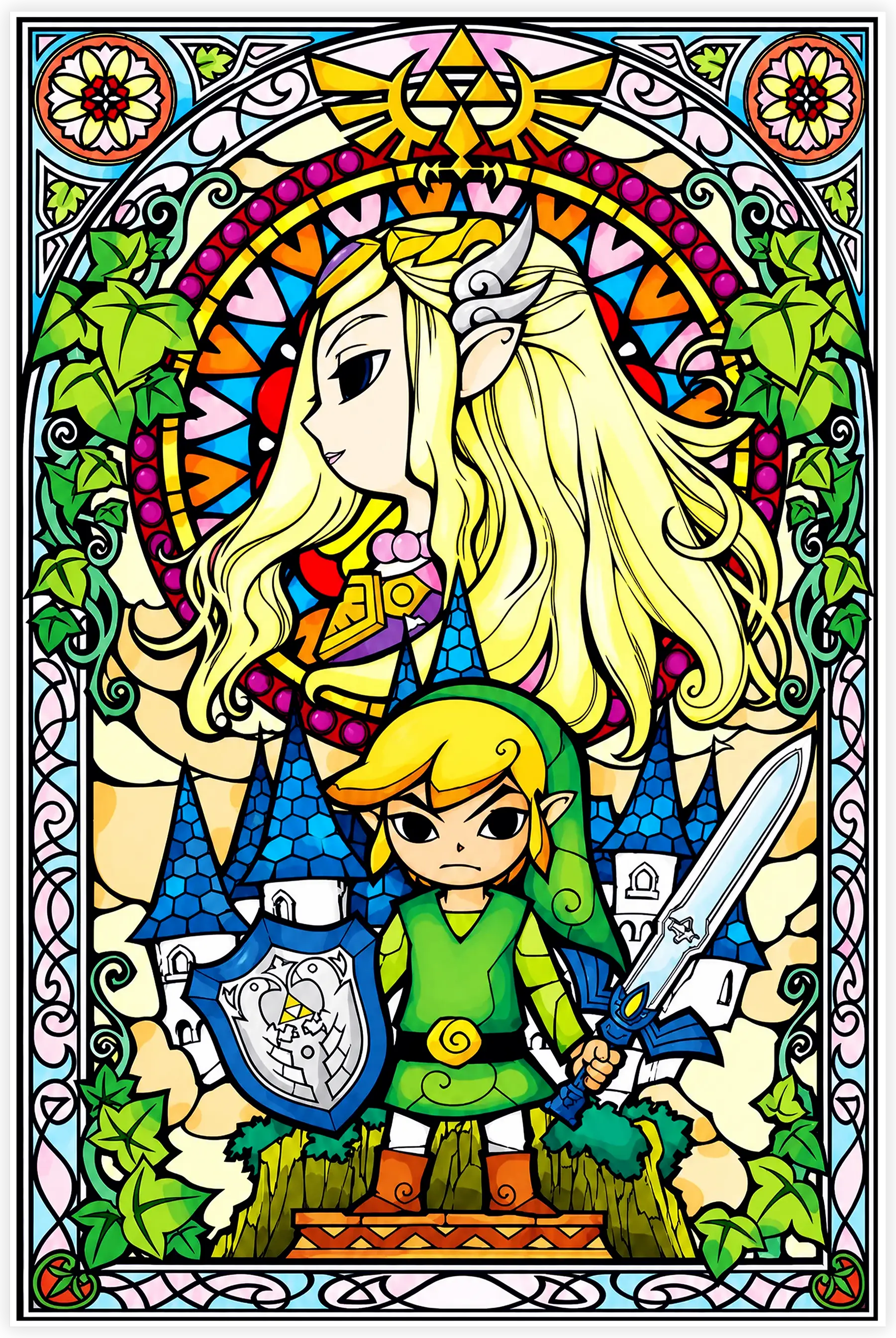Tableau Zelda Et Link Coloré