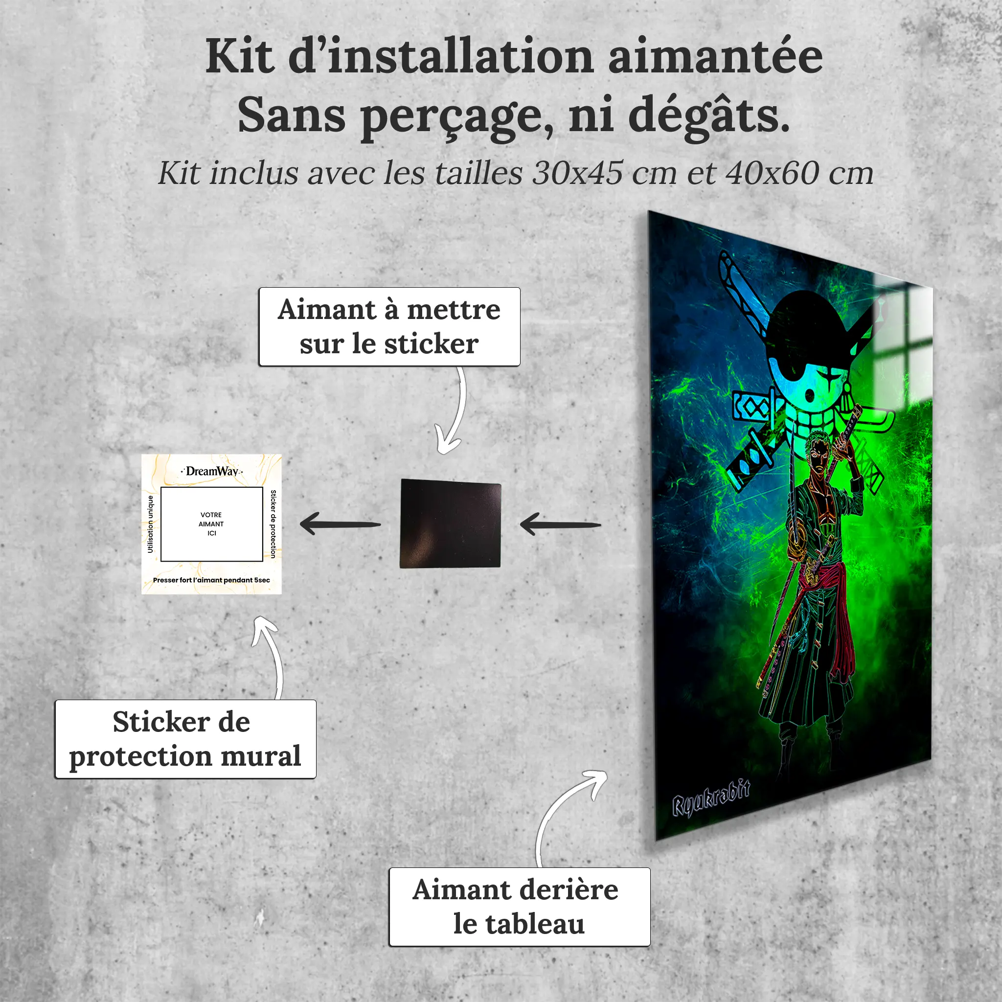 tableau-zoro-colore-avec-installation-aimantee | DreamWay